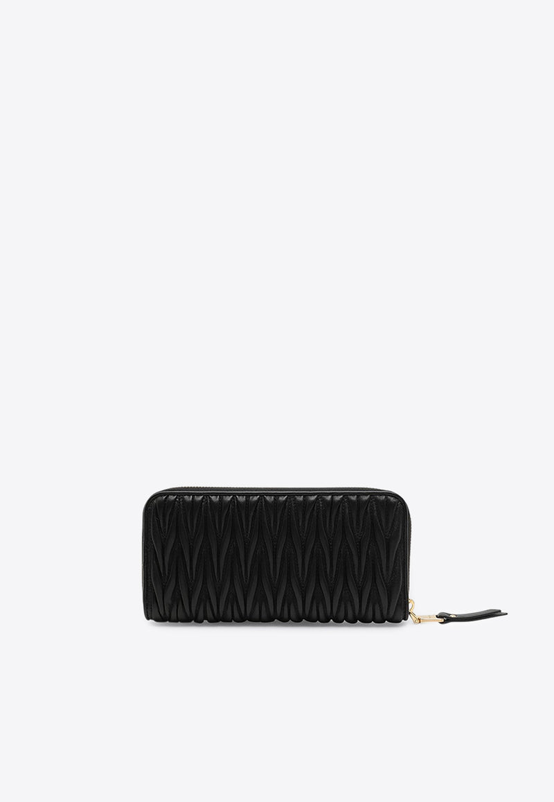 Miu Miu Logo Lettering Zip-Around Wallet in Quilted Leather Black 5ML5062FPP/P_MIU-F0002