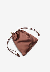 Miu Miu Logo Lettering Satin Pouch Bag Cocoa 5NG010049/Q_MIU-F0324