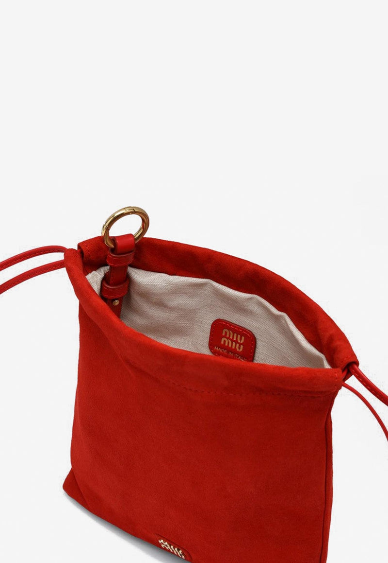 Miu Miu Logo Lettering Suede Pouch Red 5NG0102CTA/P_MIU-F0D17