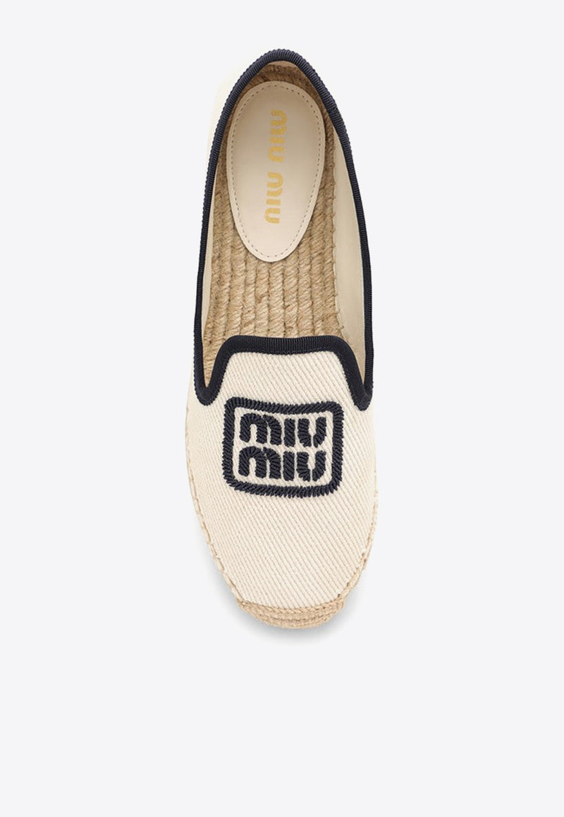 Miu Miu Logo Embroidered Espadrilles Beige 5S141E0255P3/O_MIU-F0C56