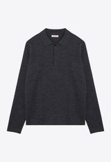 Valentino Long-Sleeved Wool Polo T-shirt Gray 5V0KP03JAH5/P_VALE-113