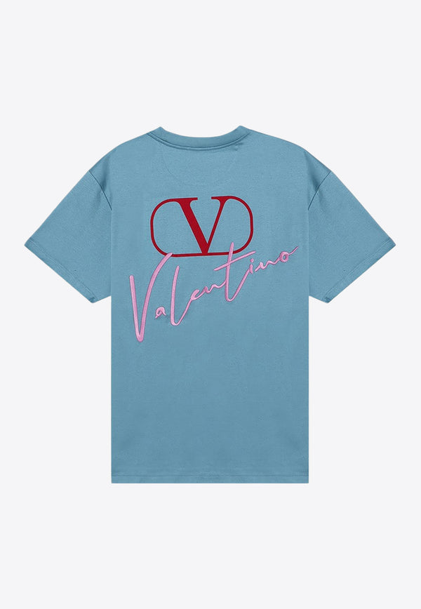 Valentino Signature VLogo Print T-shirt Light Blue 5V0MG13AAE6/P_VALE-S02