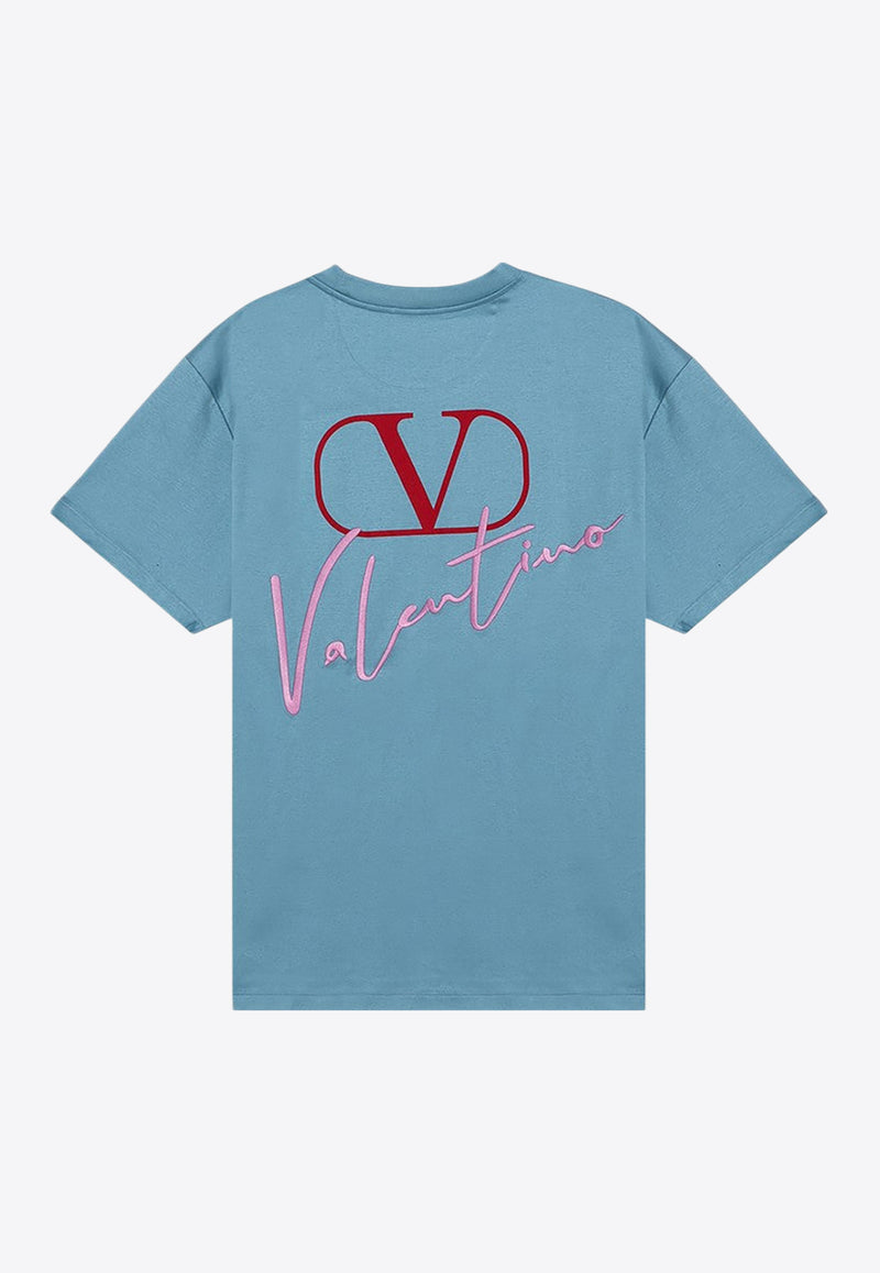 Valentino Signature VLogo Print T-shirt Light Blue 5V0MG13AAE6/P_VALE-S02