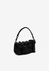 Valentino Small Loco Flower Applique Shoulder Bag Black 5W0B0K53CZP/P_VALE-0NO