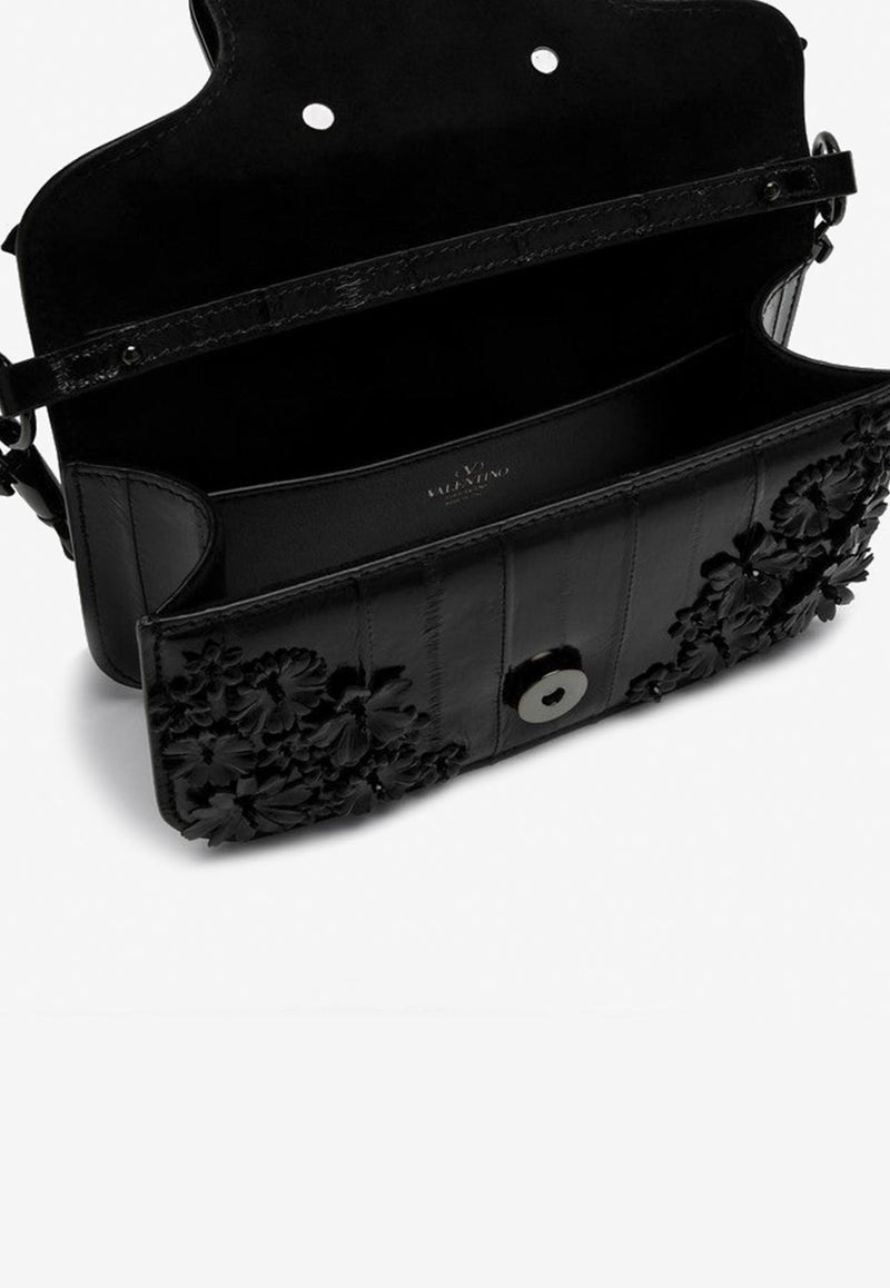 Valentino Small Loco Flower Applique Shoulder Bag Black 5W0B0K53CZP/P_VALE-0NO