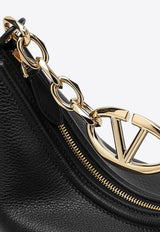 Valentino Small VLogo Moon Grained Leather Hobo Bag Black 5W0B0Q42JDK/P_VALE-0NO