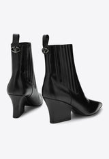 Valentino VLogo Lockette 75 Brushed Leather Ankle Boots Black 5W0S0KT4LQV/P_VALE-0NO