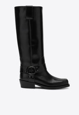 Valentino Rockstud Knee-High Leather Biker Boots Black 5W0S0KV3NIB/P_VALE-0NO