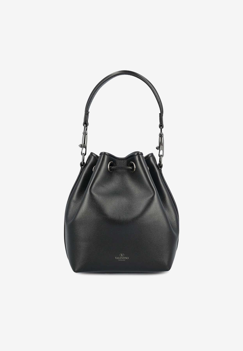 Valentino Locò VLogo Bucket Bag in Calf Leather Black 5W2B0M94FWG 0NO