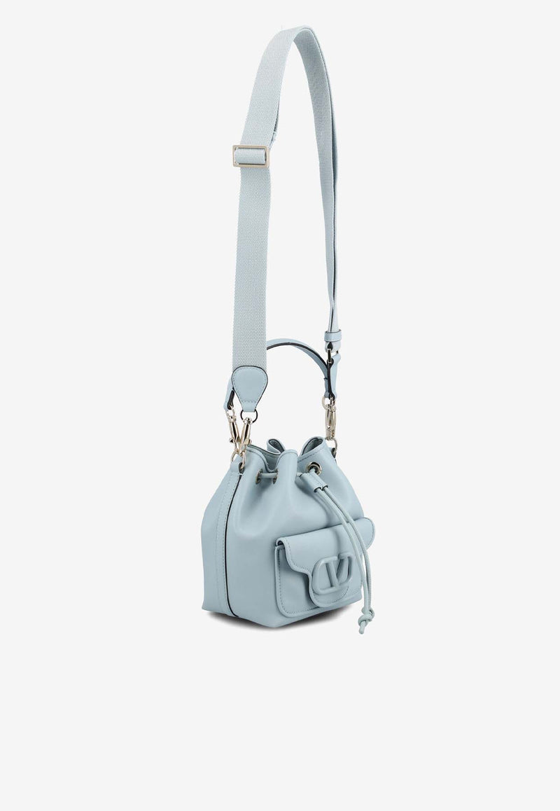 Valentino Locò VLogo Bucket Bag in Calf Leather Light Blue 5W2B0M94NDL ZJ4