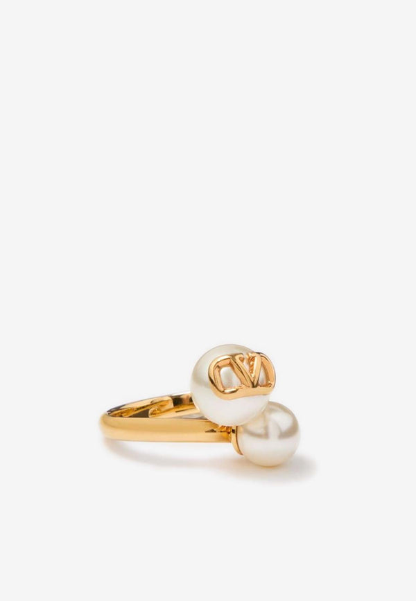 Valentino VLogo Pearl Ring Gold 5W2J0W79UXM 0O3