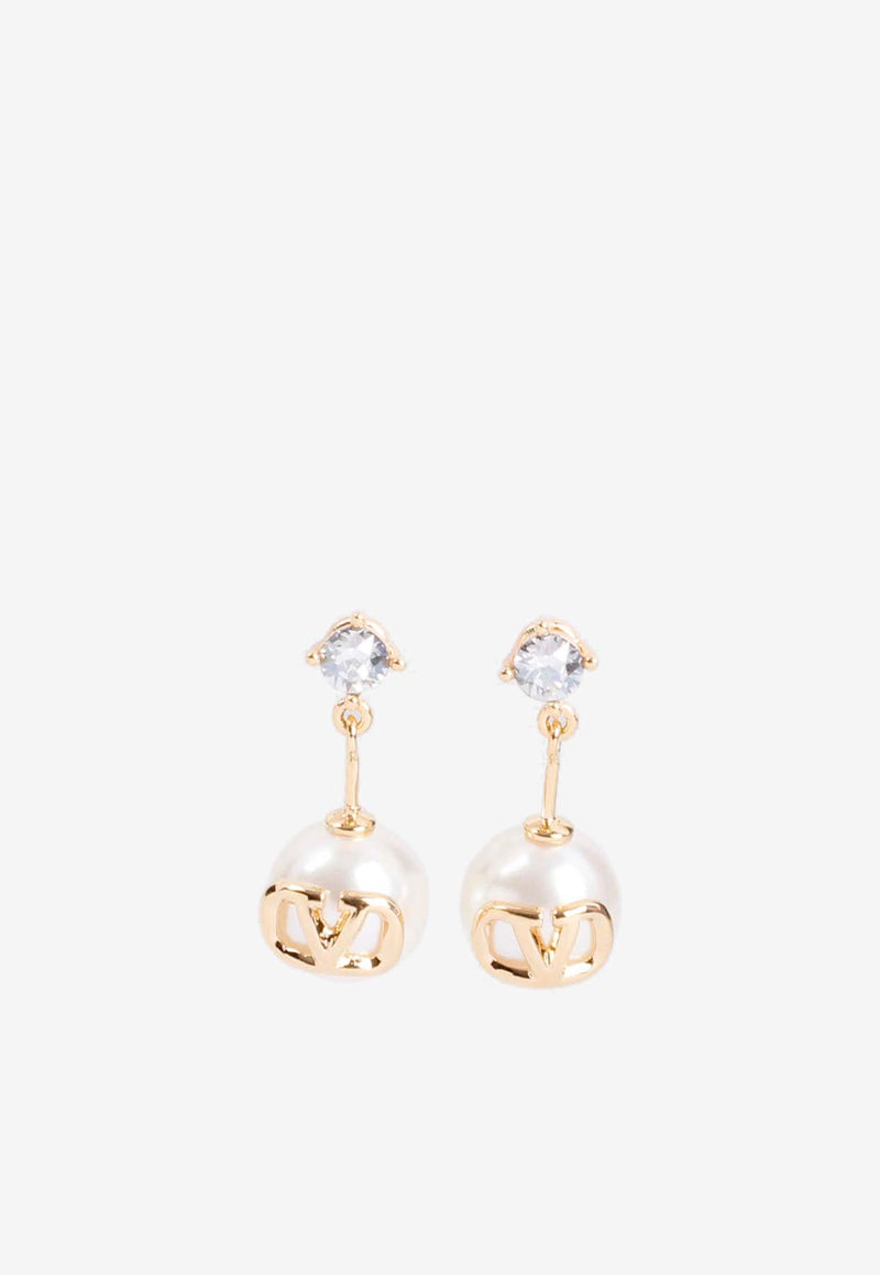 Valentino VLogo Pearl Drop Earrings Gold 5W2J0W80HJY Y49