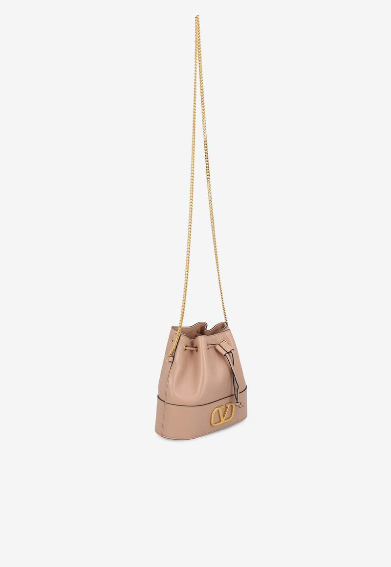 Valentino Mini VLogo Signature Leather Bucket Bag Pink 5W2P0T83HPF GF9