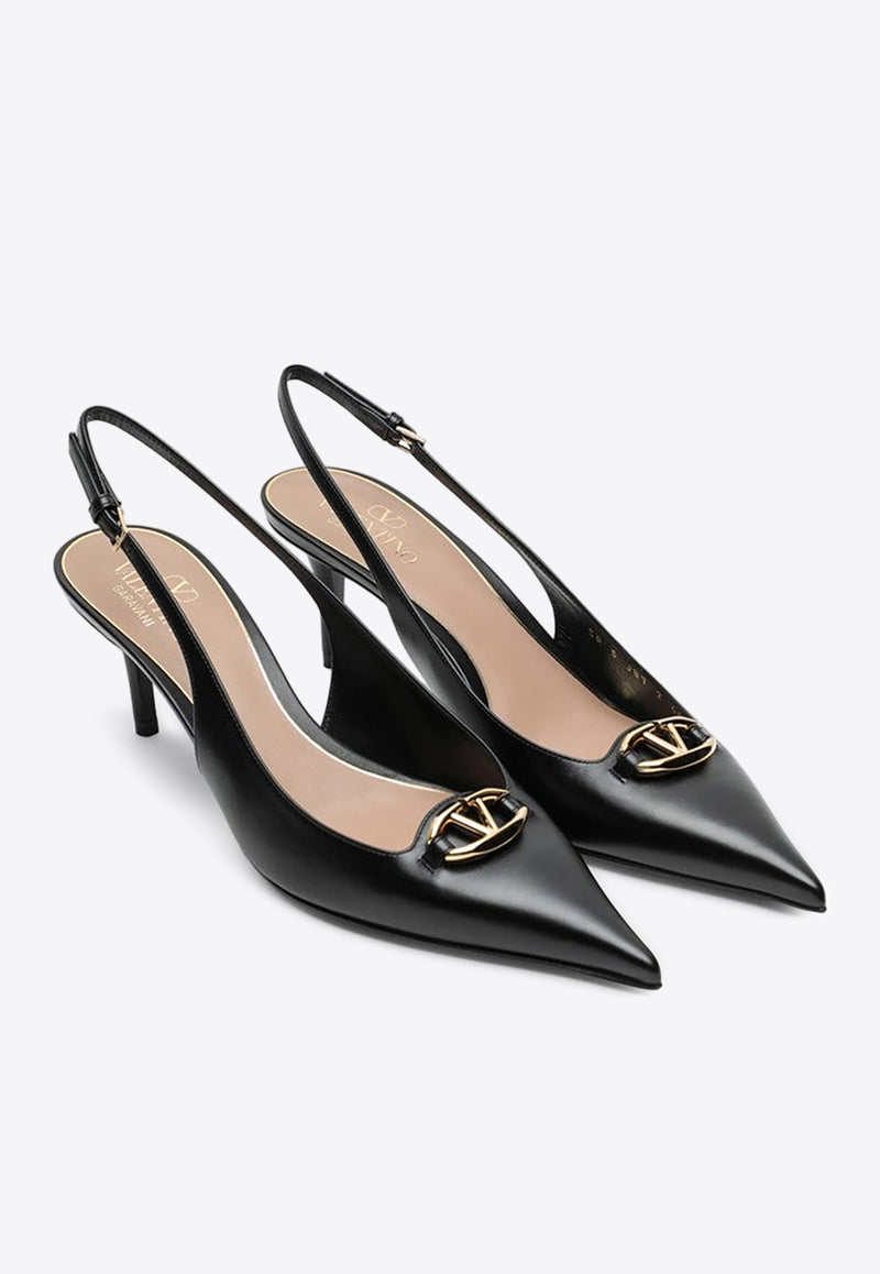 Valentino VLogo 60 Slingback Pumps in Calf Leather Black 5W2S0JB7EEY/P_VALE-0NO