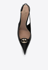 Valentino VLogo 60 Slingback Pumps in Calf Leather Black 5W2S0JB7EEY/P_VALE-0NO