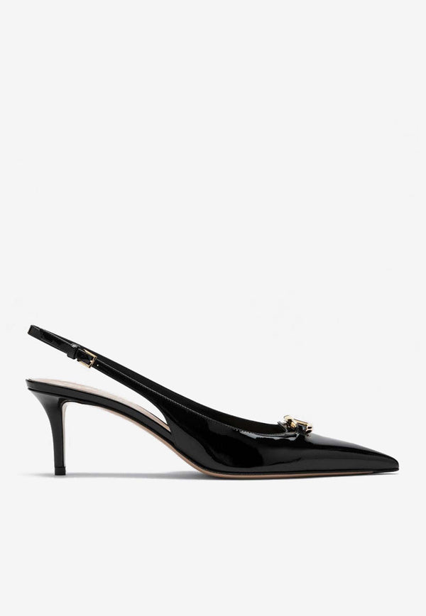 Valentino The Bold Edition VLogo 60 Slingback Pumps in Patent Leather Black 5W2S0JB7LHS/P_VALE-0NO