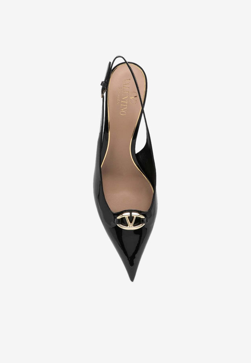 Valentino The Bold Edition VLogo 60 Slingback Pumps in Patent Leather Black 5W2S0JB7LHS/P_VALE-0NO