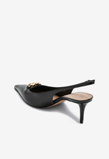 Valentino The Bold Edition VLogo 60 Slingback Pumps in Patent Leather Black 5W2S0JB7LHS/P_VALE-0NO