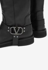 Valentino VLogo Signature Leather Ankle Boots Black 5W2S0JK6KZS/P_VALE-0NO