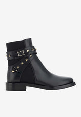 Valentino Rockstud Leather Ankle Boots Black 5W2S0JQ7RPX 0NO