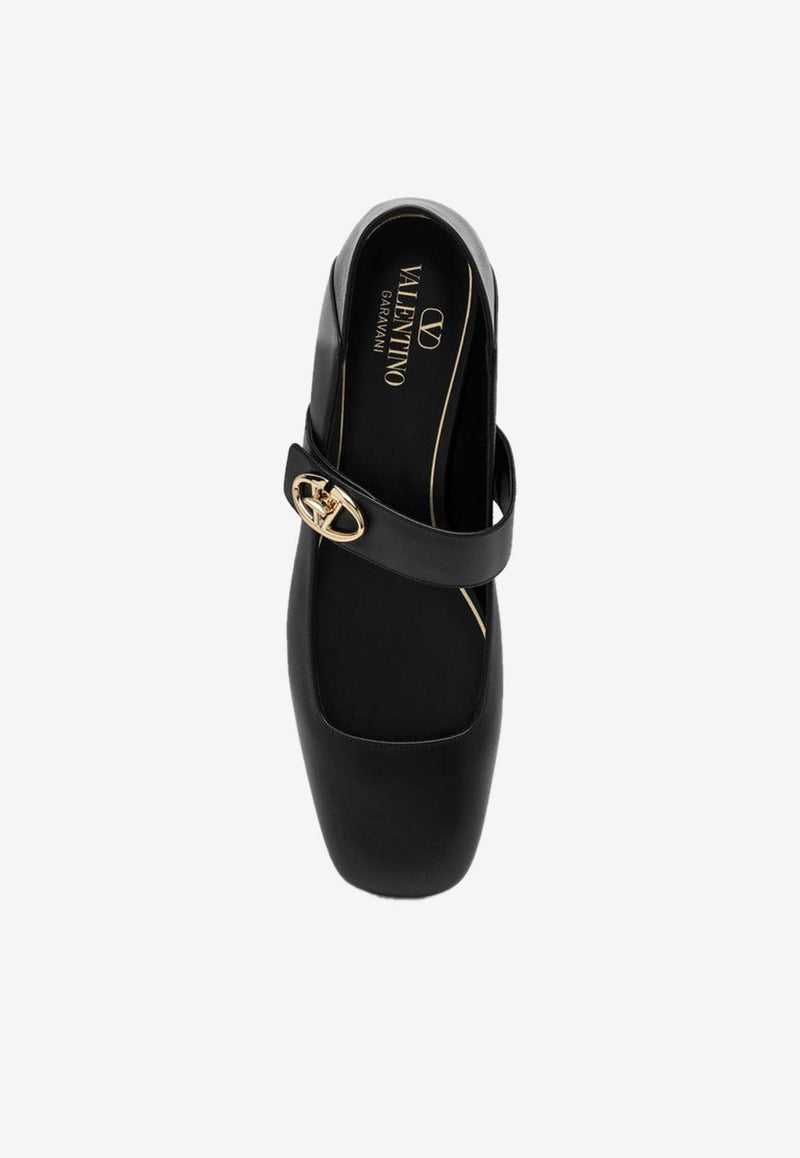 Valentino VLogo Locker Mary-Jane Ballet Flats Black 5W2S0JV2EEY/P_VALE-0NO