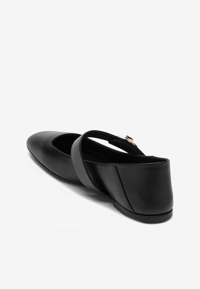 Valentino VLogo Locker Mary-Jane Ballet Flats Black 5W2S0JV2EEY/P_VALE-0NO