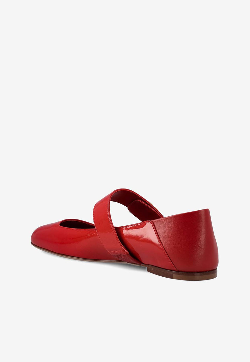 Valentino VLogo Locker Mary-Jane Patent Leather Ballet Flats Red 5W2S0JV2RDA 0RO