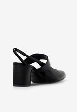 Valentino VLogo Locker 60 Mary-Jane Slingback Pumps in Patent Leather Black 5W2S0JY1IZM 0NO