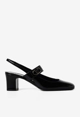 Valentino VLogo Locker 60 Mary-Jane Slingback Pumps in Patent Leather Black 5W2S0JY1IZM 0NO