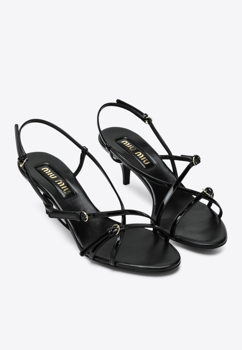 Miu Miu 55 Strappy Leather Sandals Black 5X342EB055069/Q_MIU-F0002