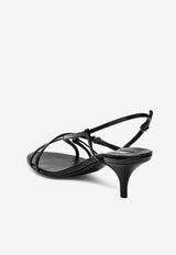 Miu Miu 55 Strappy Leather Sandals Black 5X342EB055069/Q_MIU-F0002