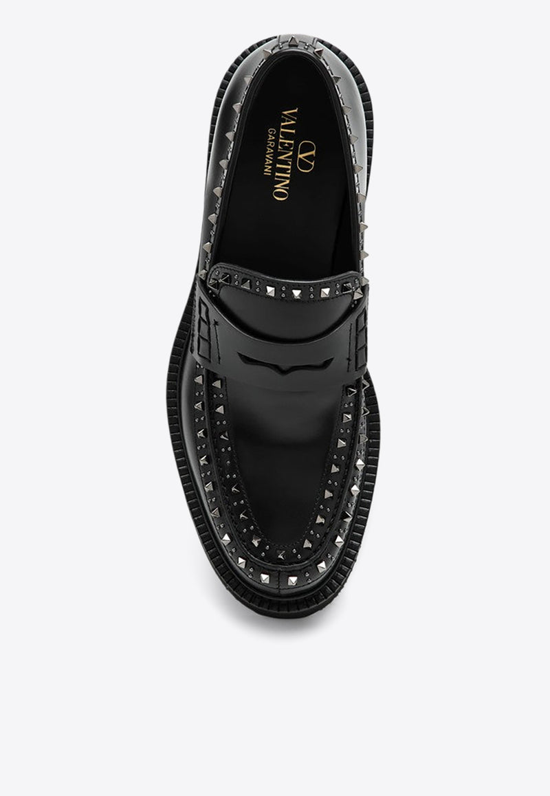 Valentino Gentleglam Rockstud Leather Loafers Black 5Y0S0I69ADY/P_VALE-0NO