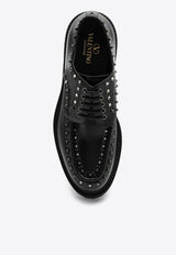 Valentino Gentleglam Rockstud Leather Derby Shoes Black 5Y0S0I85ADY/P_VALE-0NO