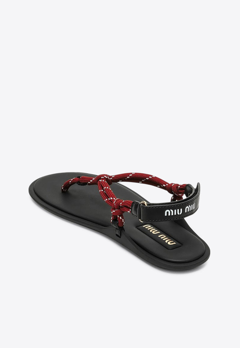 Miu Miu Riviere Woven Rope Flat Sandals Red 5Y184EM0053L74/Q_MIU-F0011