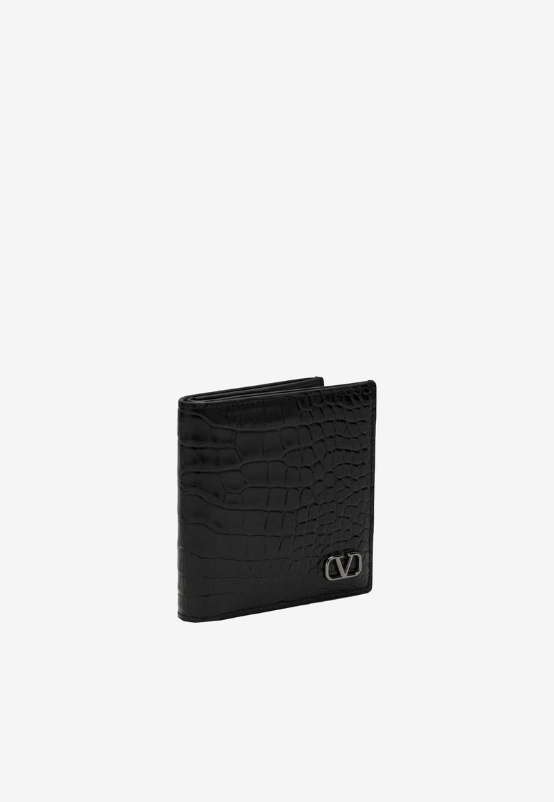 Valentino VLogo Croc-Embossed Leather Wallet Black 5Y2P0578XQV/P_VALE-0NO