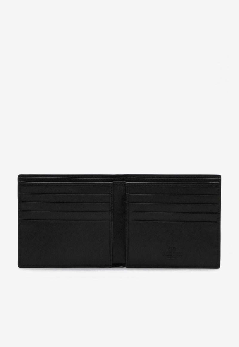 Valentino VLogo Bi-Fold Wallet in Ostrich Leather Black 5Y2P0654JFR/P_VALE-0NO