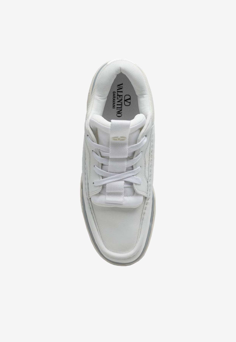 Valentino Runboot Leather Low-Top Sneakers White 5Y2S0I14SWG/P_VALE-0BO