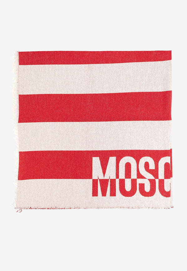 Moschino Striped Logo Beach Towel Red 60795- M5839RED MULTI