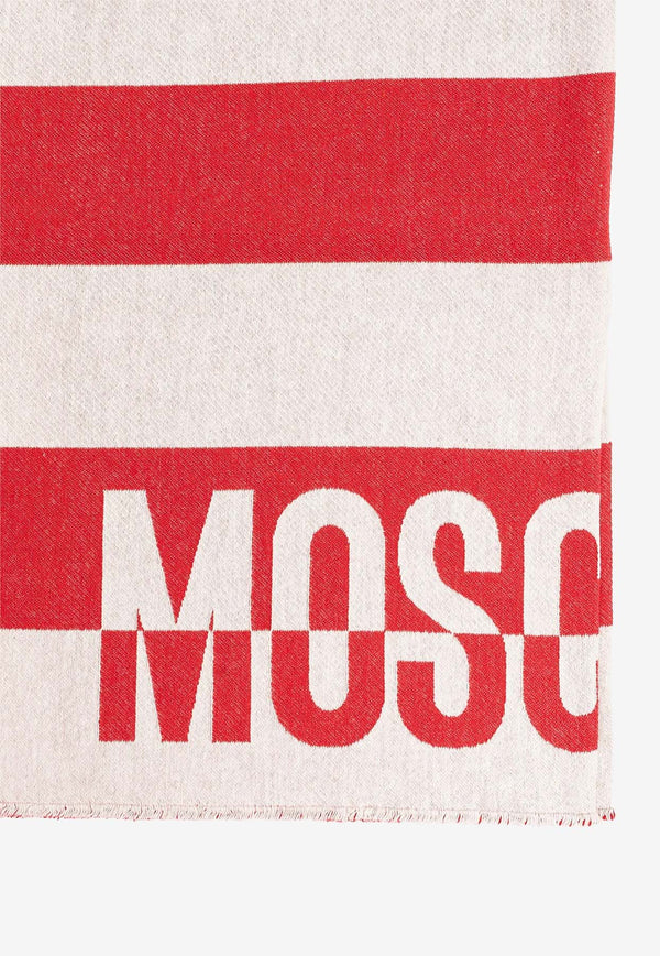 Moschino Striped Logo Beach Towel Red 60795- M5839RED MULTI