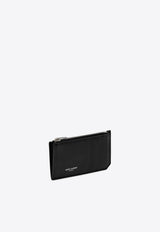 Saint Laurent Fragments Zip Leather Cardholder Black 609362BTY0N/N_YSL-1000