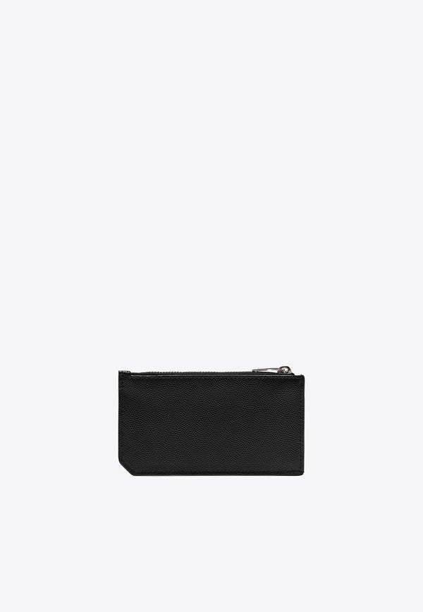 Saint Laurent Fragments Zip Leather Cardholder Black 609362BTY0N/N_YSL-1000