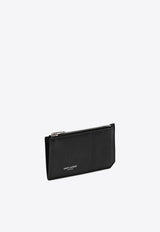 Saint Laurent Fragments Zip Leather Cardholder Black 609362BTY0N/O_YSL-1000