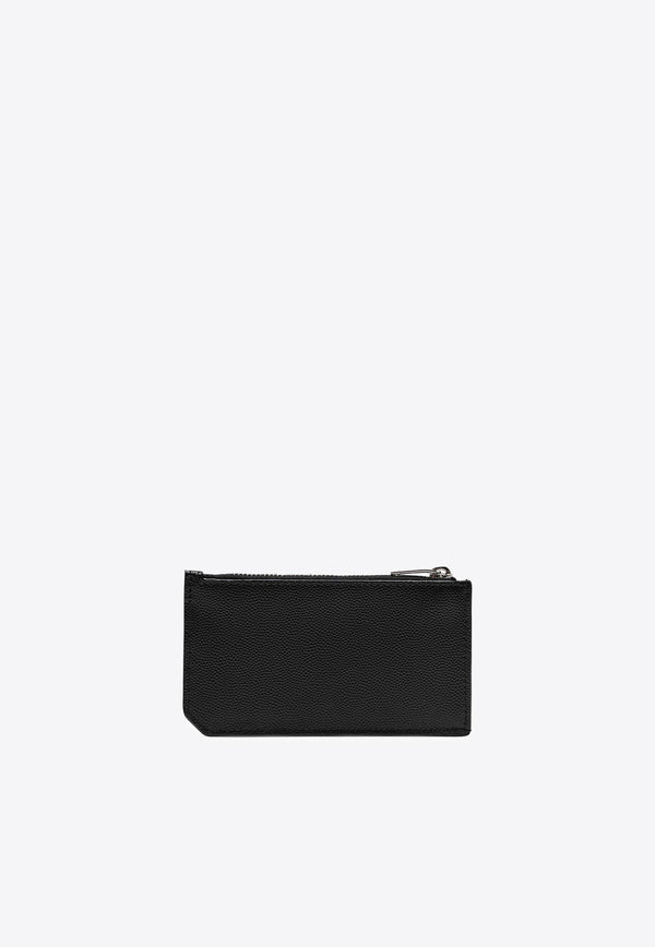 Saint Laurent Fragments Zip Leather Cardholder Black 609362BTY0N/O_YSL-1000