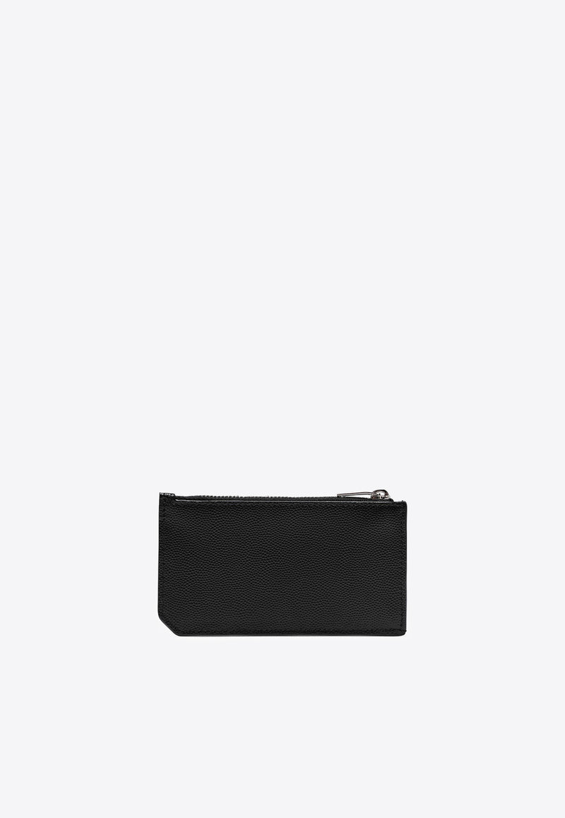 Saint Laurent Fragments Zip Leather Cardholder Black 609362BTY0N/O_YSL-1000