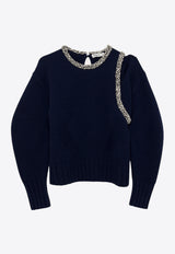 Simkhai Monroe Crystal Embellished Sweater Blue 624-2010-KBLUE