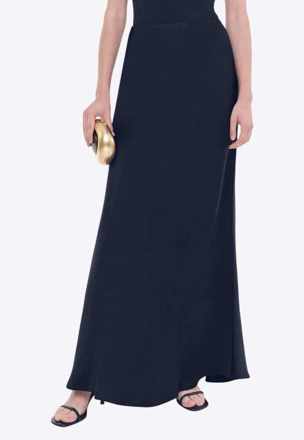 Simkhai Kiri Satin Maxi Skirt Navy 624-3035-QNAVY