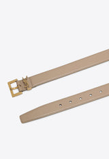 Saint Laurent Cassandre Leather Buckle Belt Beige 634437BOO0W/P_YSL-2721