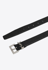 Saint Laurent Cassandre Nappa Leather Belt Black 634440BRM0E/O_YSL-1000