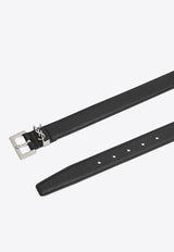 Saint Laurent Cassandre Grained Leather Belt Black 634440DTI0E/O_YSL-1000