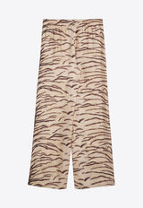 Stella Mccartney Tiger Print Wide-Leg Silk Pants Beige 6402133ES210/P_STELL-9500